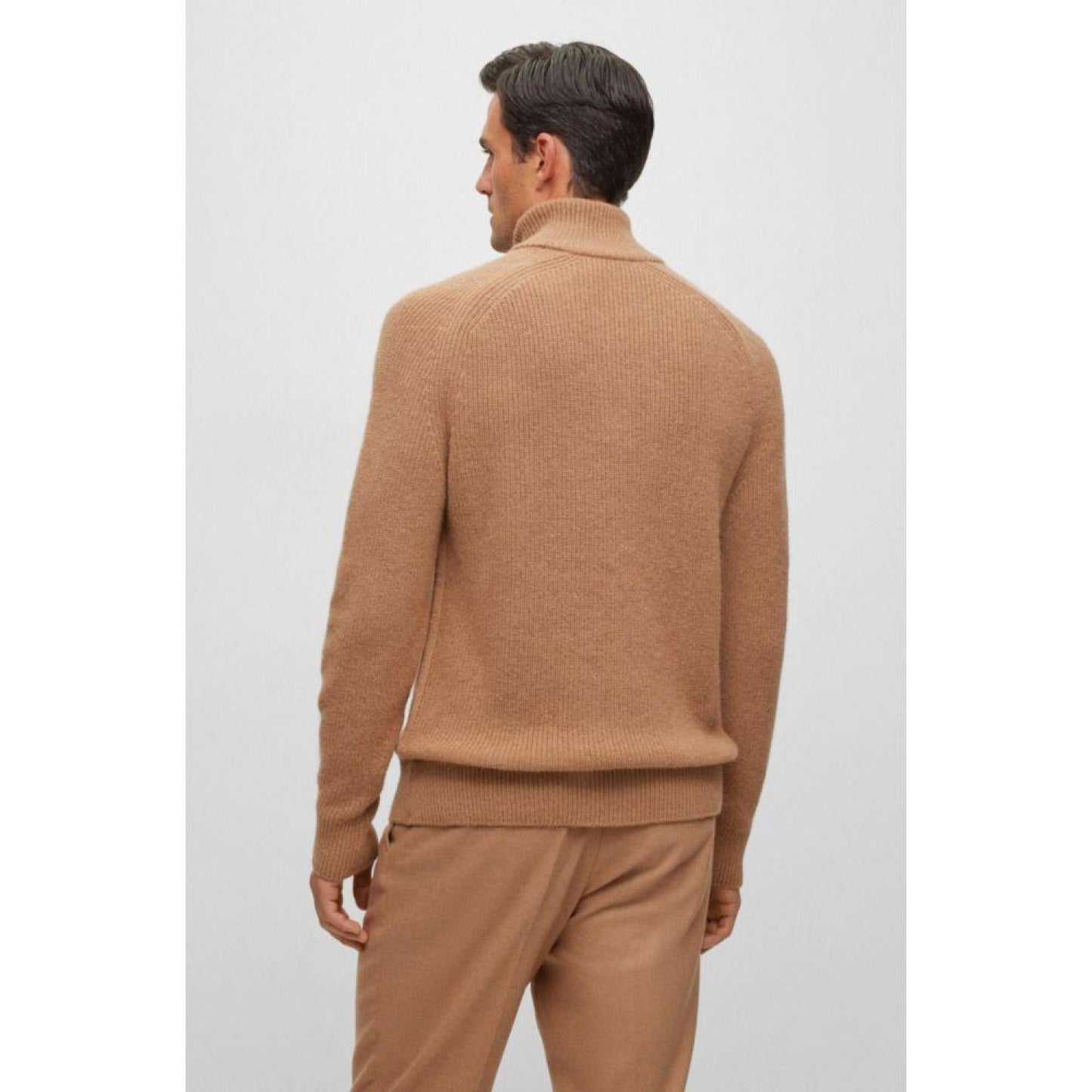 Camel-hair sweater with zip neckline