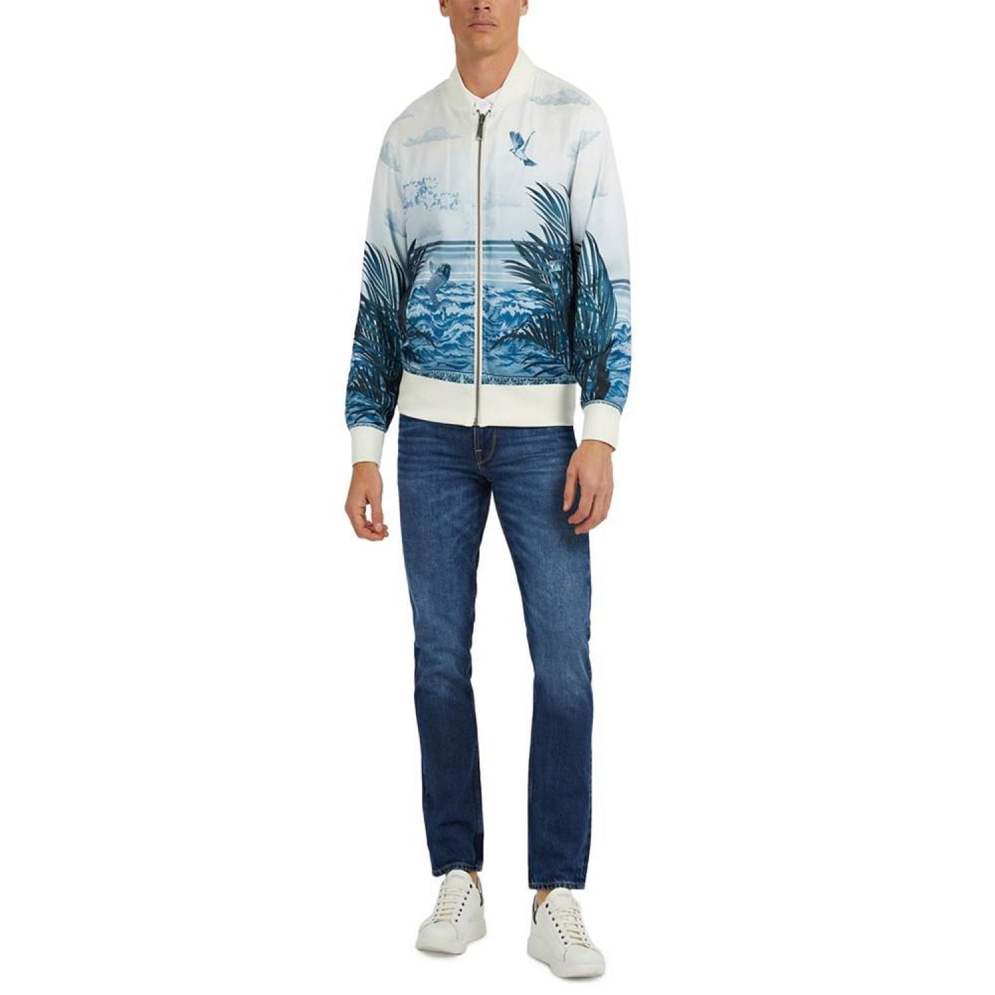 Men's Eden Satin Reversible Graphic Bomber Jacket