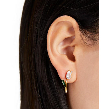 Gold-Tone Cubic Zirconia Tulip Stud Earrings