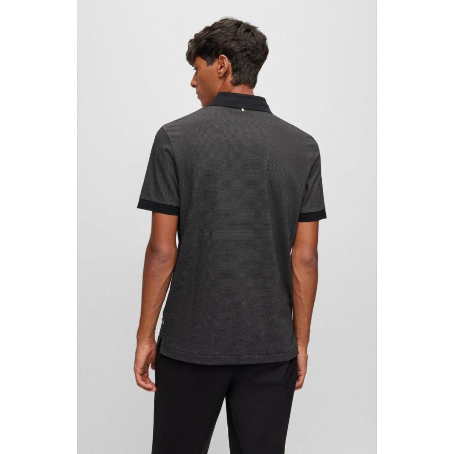 Slim-fit cotton-blend polo shirt with micro pattern