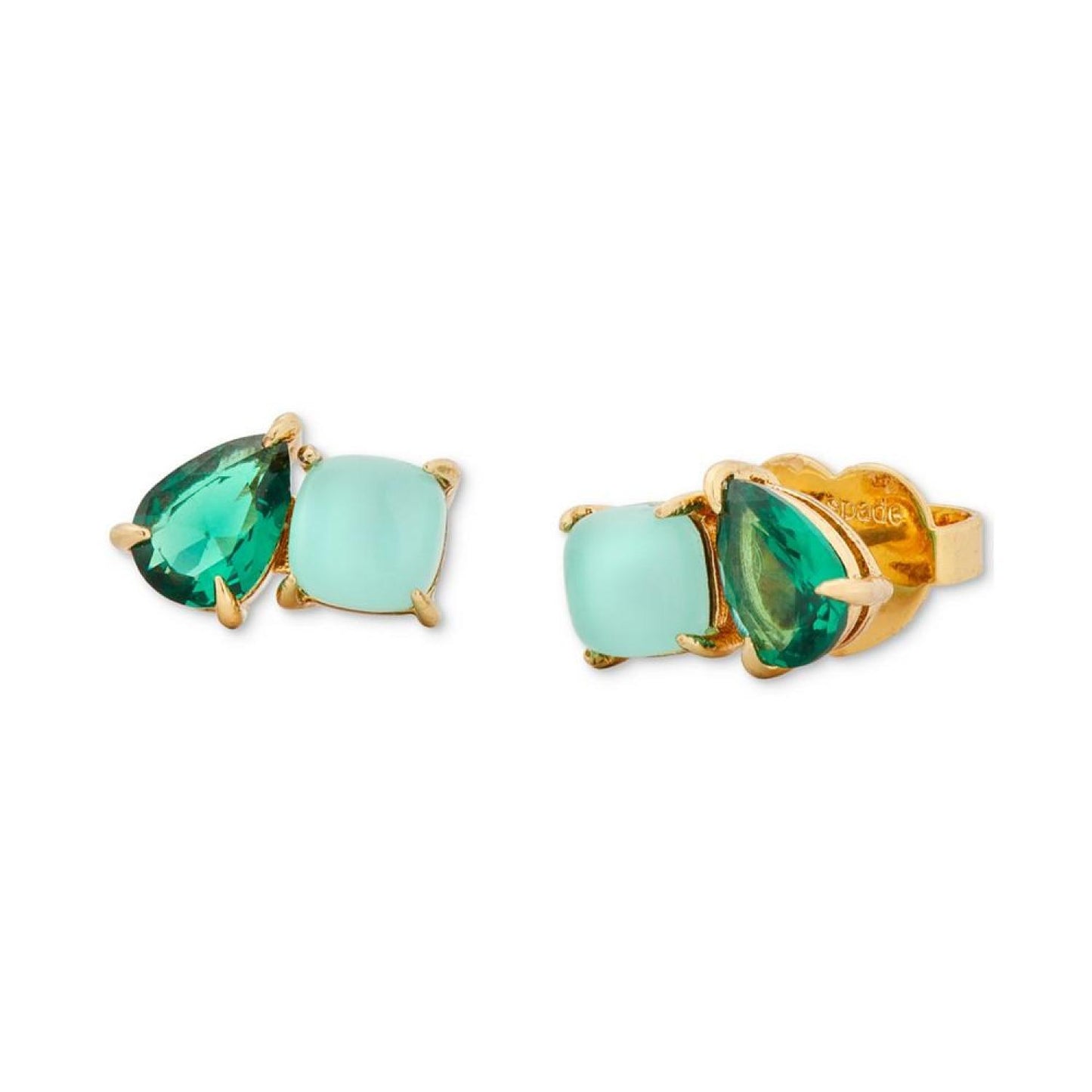 Gold-Tone Showtime Green Stone Stud Earrings