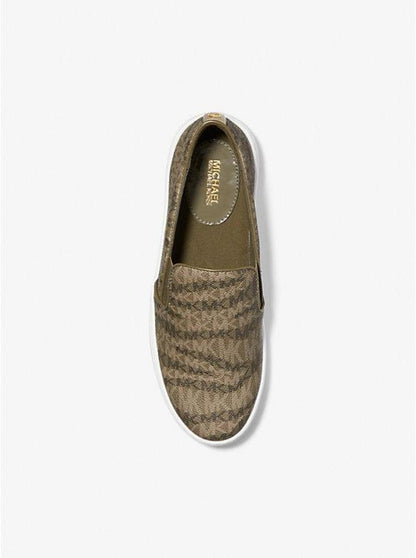 Keaton Animal Logo Print Leather Slip-On Sneaker