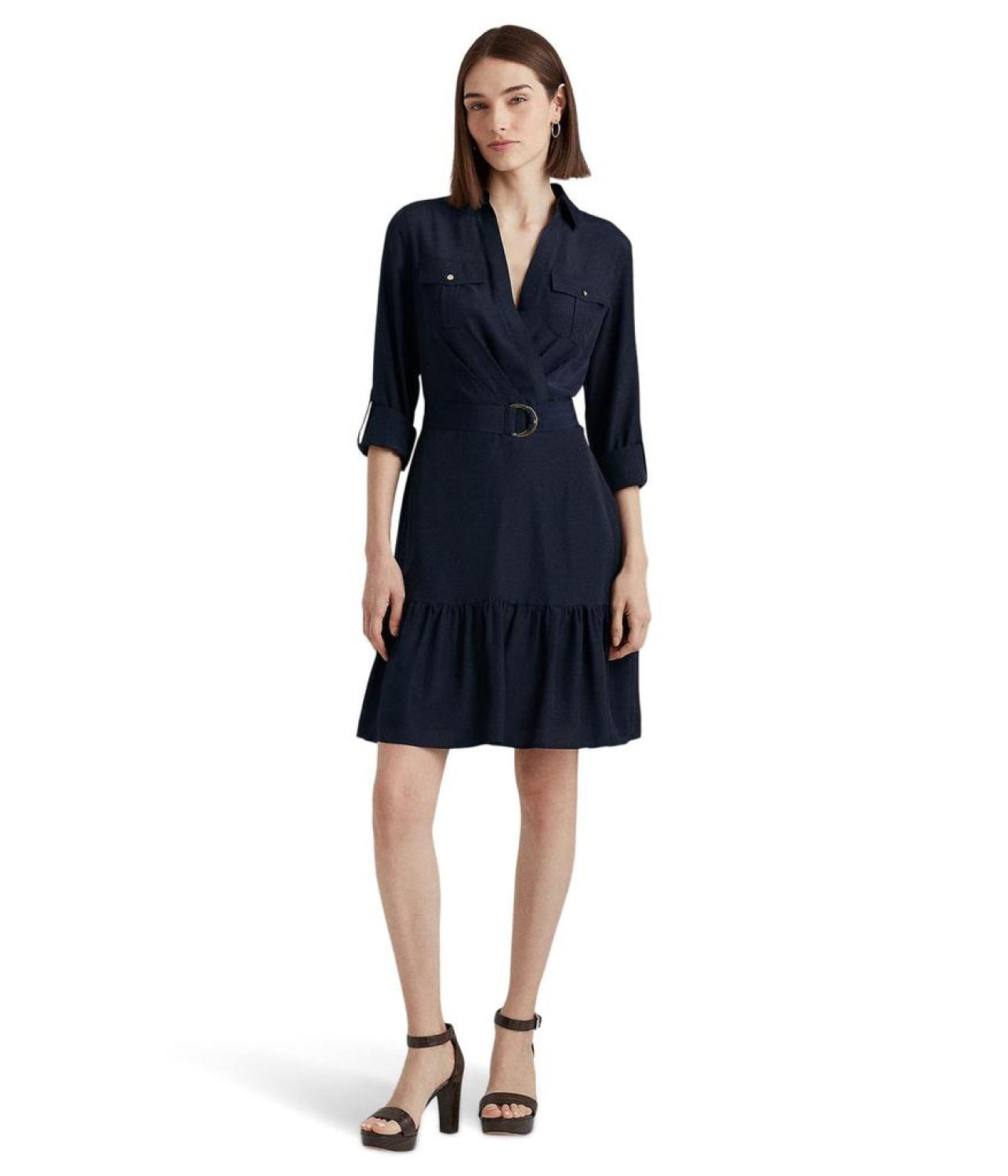 Belted Crepe Shirtdress