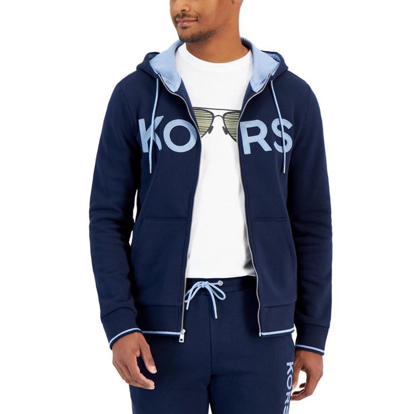 Men's Zip-Front Fleece Logo Hoodie