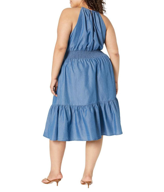 Plus Size Halter Neck Midi Dress