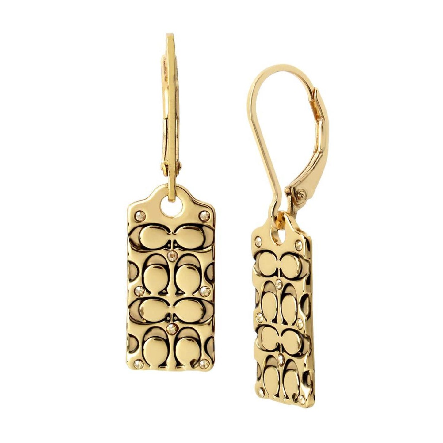 Quilted C Tag Drop Earrings