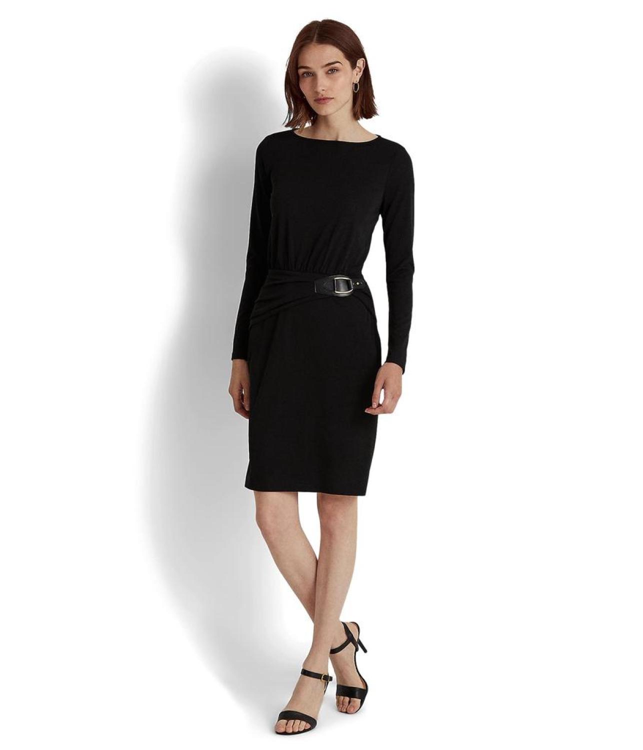 Buckle-Trim Stretch Jersey Dress