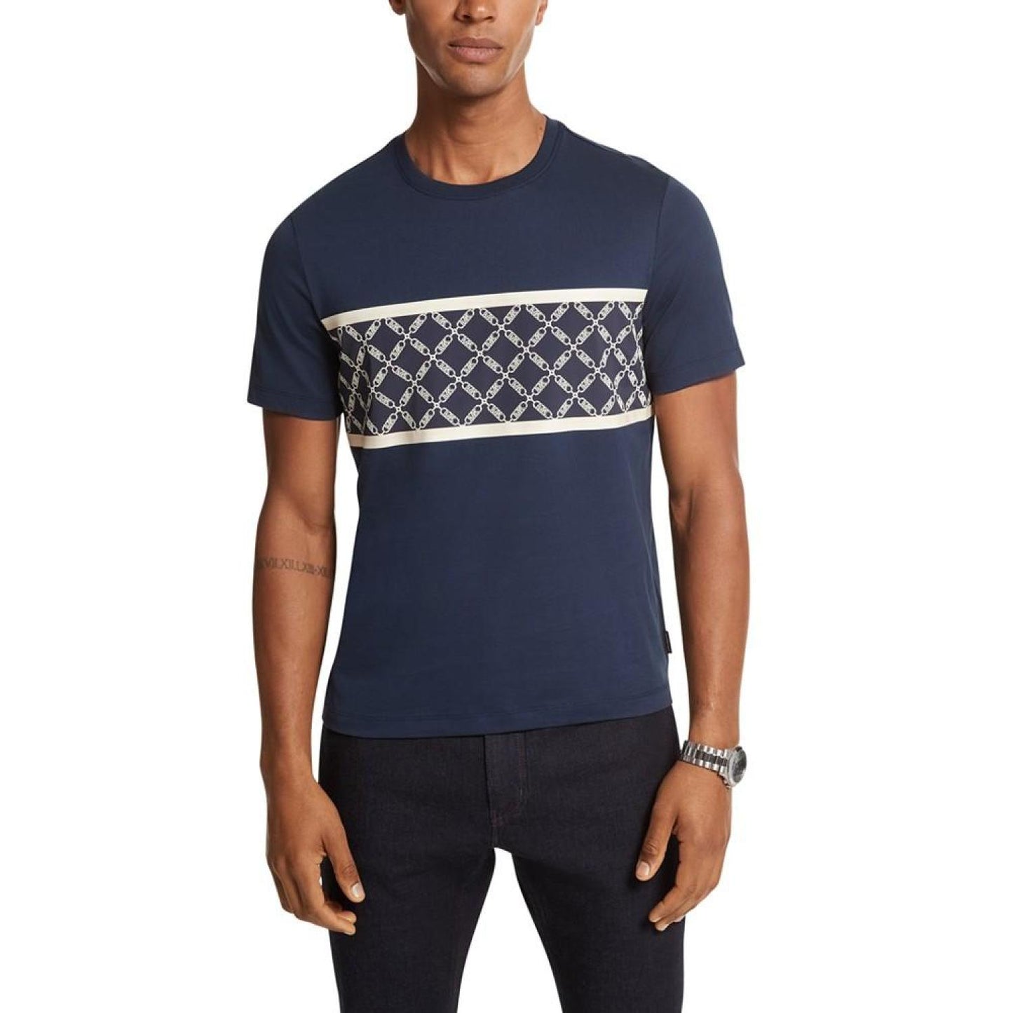 Men's Empire Modern-Fit Stripe Logo Graphic T-Shirt