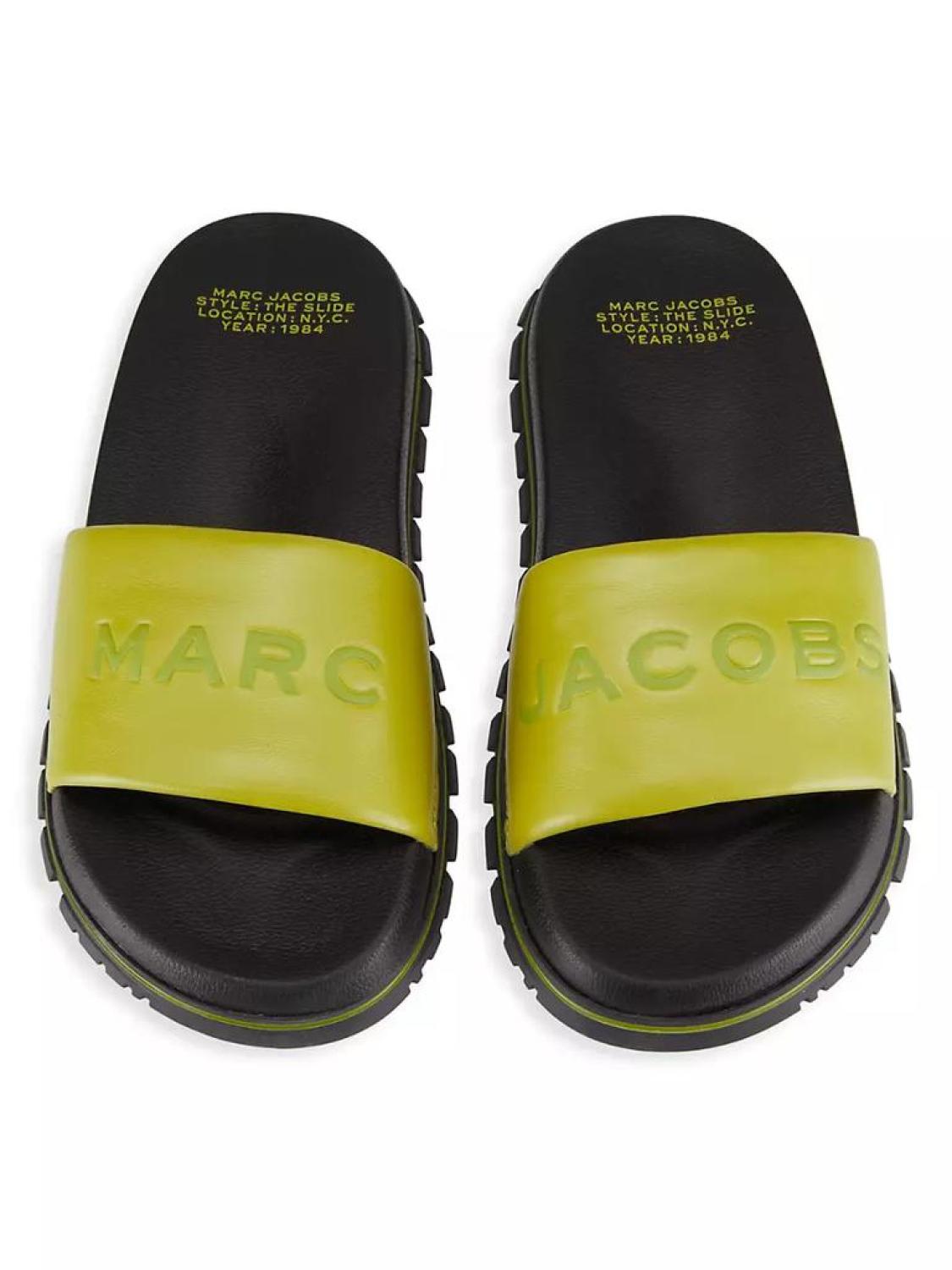 Logo-Embossed Leather Slides