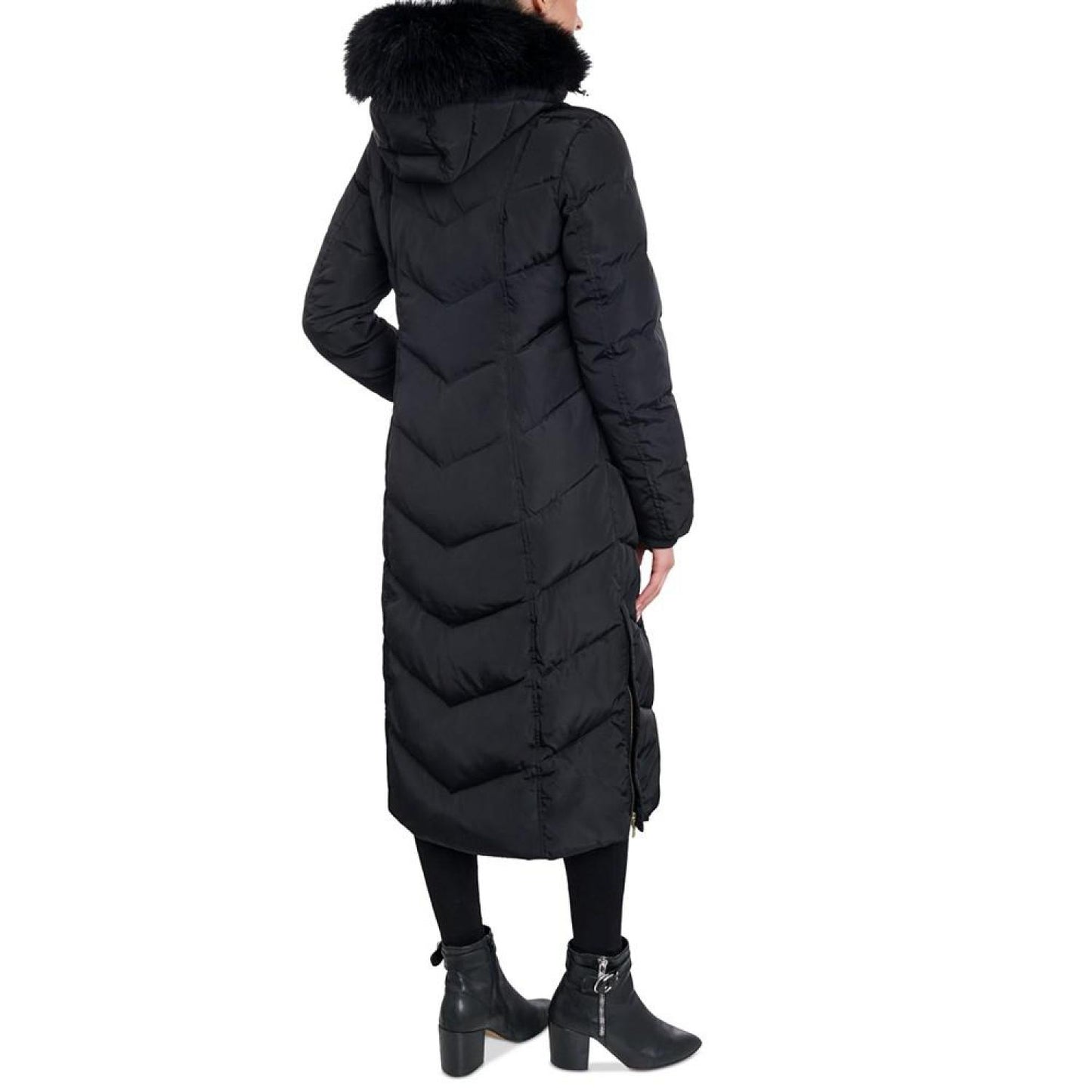 Women's Faux-Fur-Trim Hooded Maxi Puffer Coat