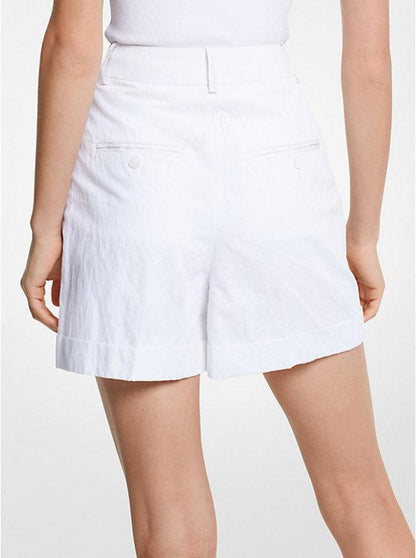 Crushed Cotton Pleated Shorts