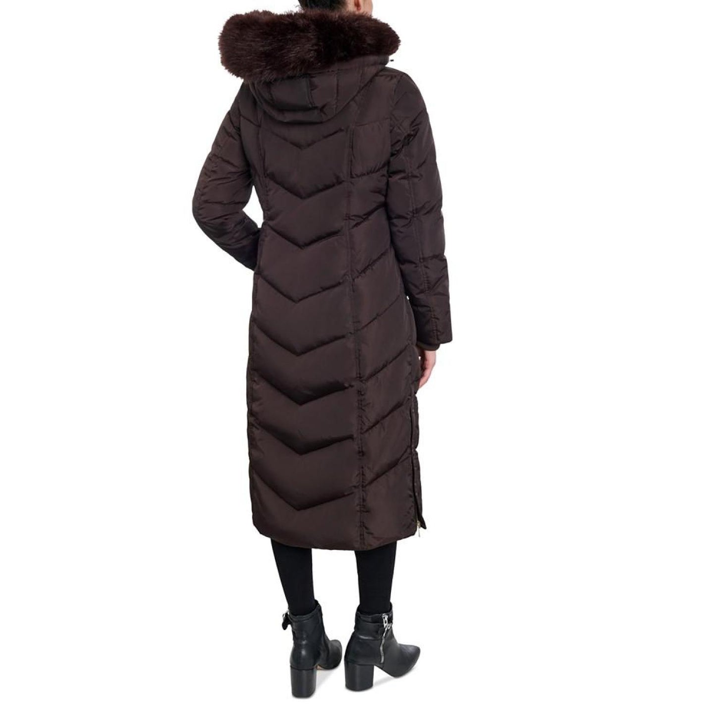 Women's Faux-Fur-Trim Hooded Maxi Puffer Coat