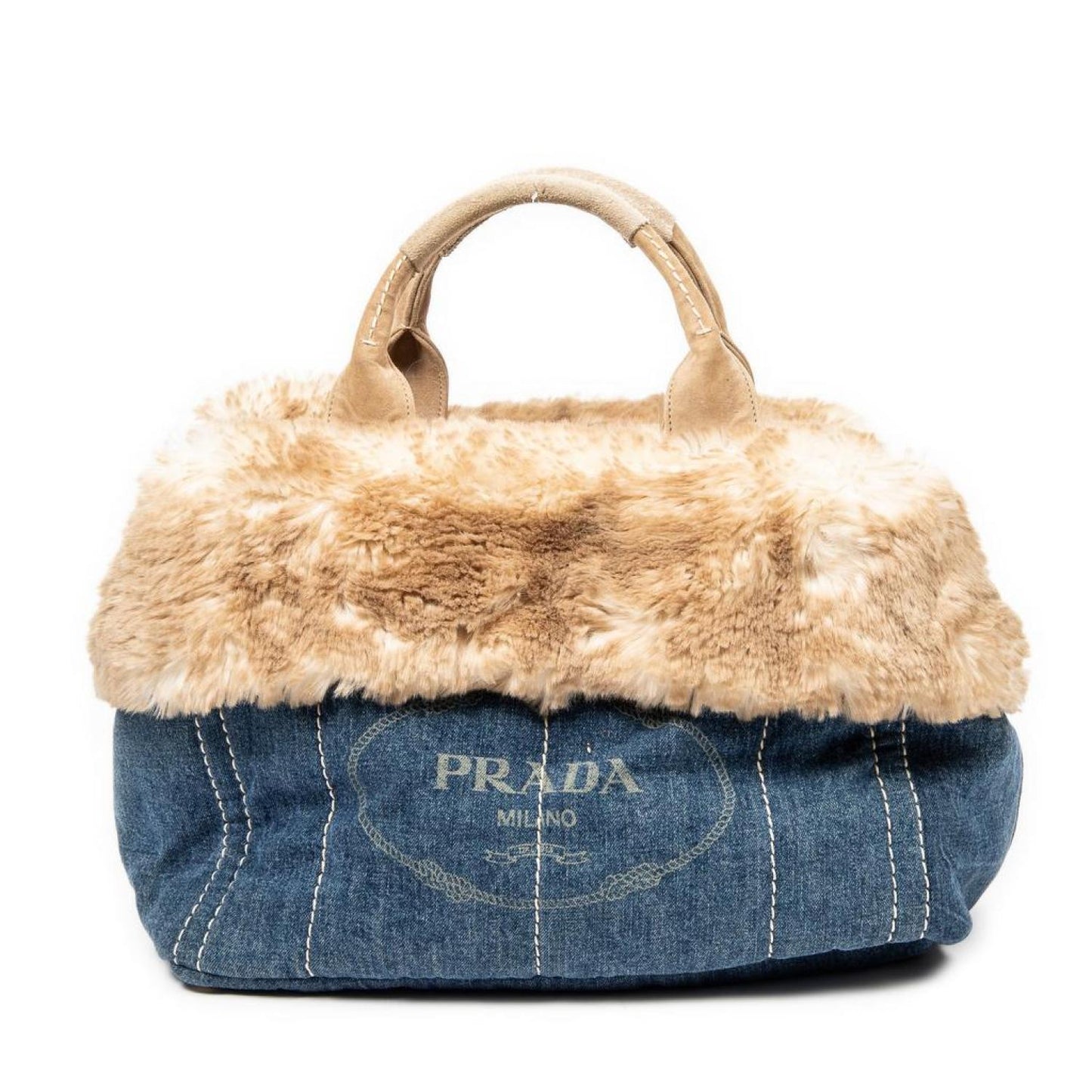 Large Fur Canapa Denim Tote