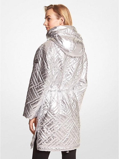 Quilted Metallic Ciré Puffer Jacket