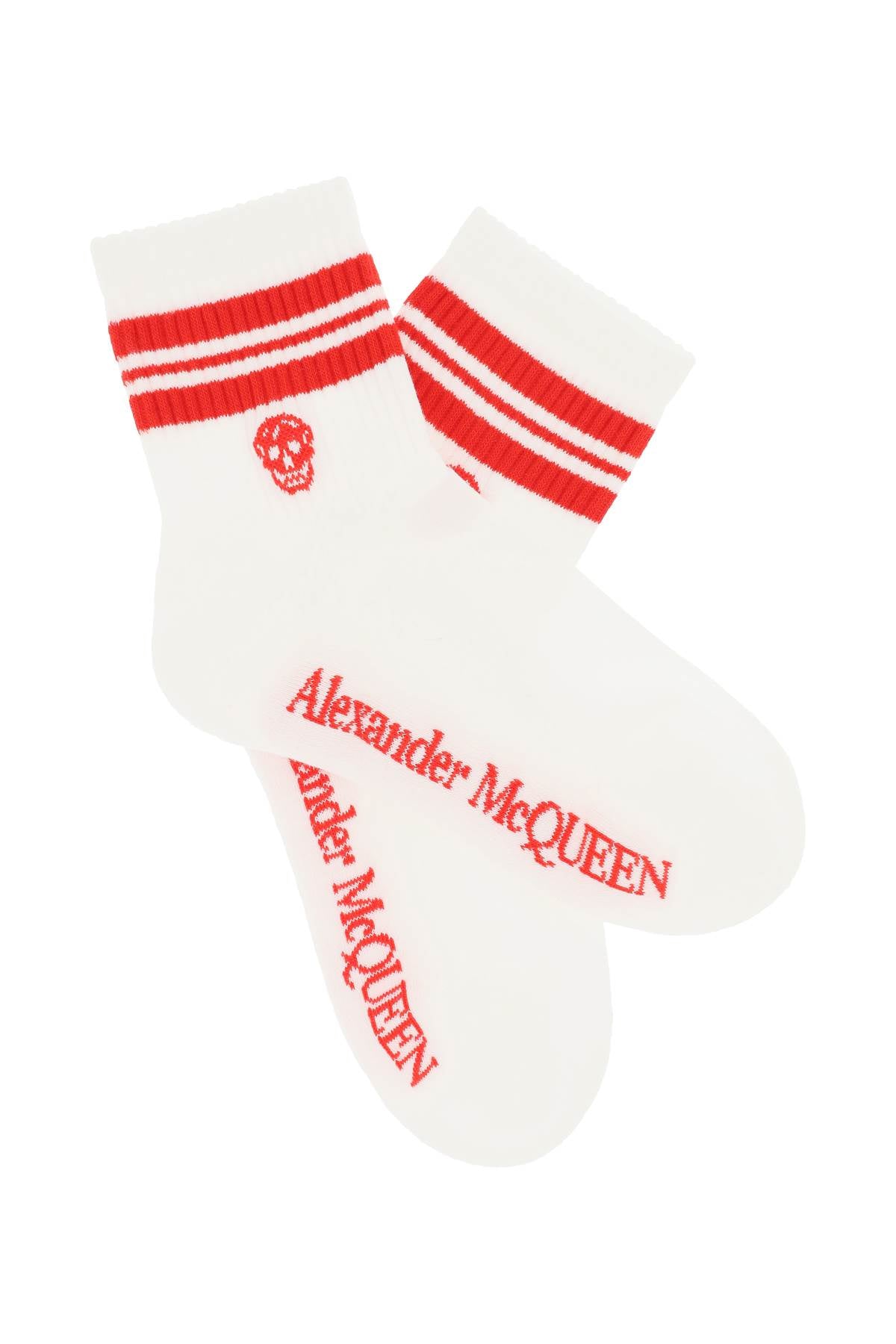 Alexander mcqueen stripe skull sports socks