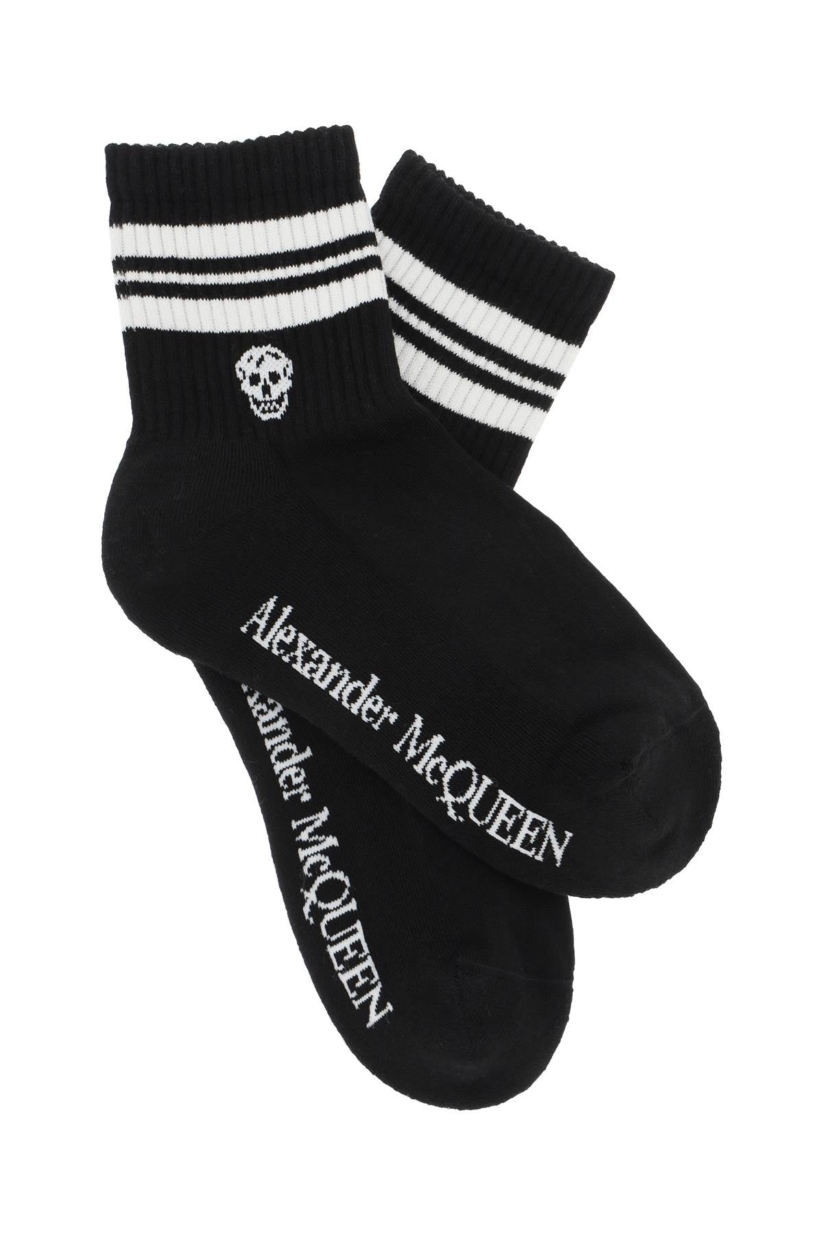 Alexander mcqueen stripe skull sports socks