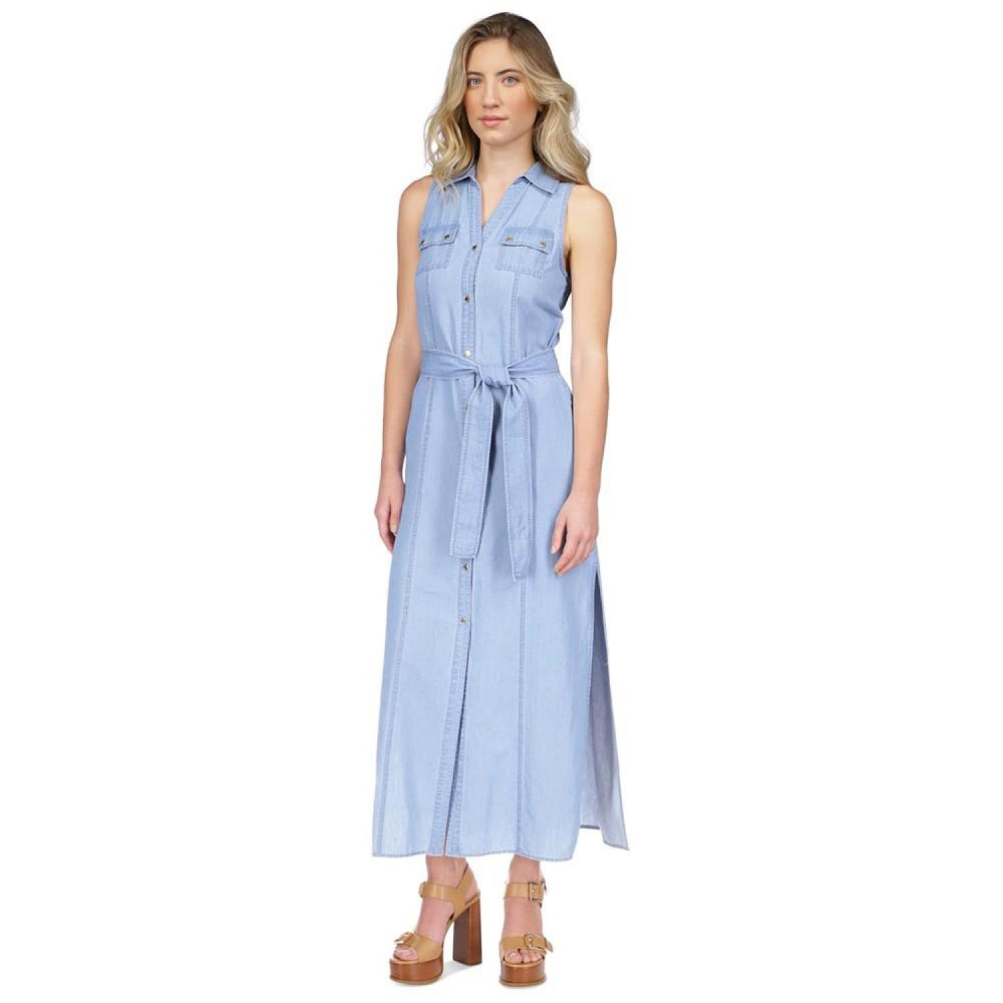 Women's Sleeveless Maxi Shirtdress, Regular & Petite