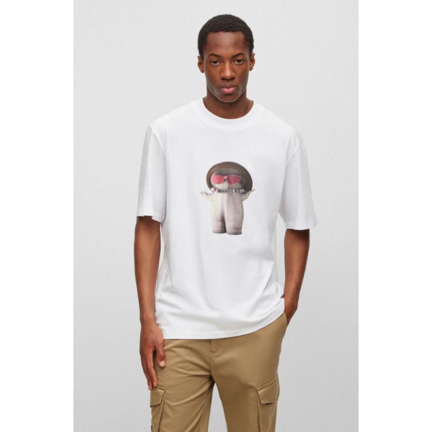 Cotton-jersey relaxed-fit T-shirt with mushroom prints