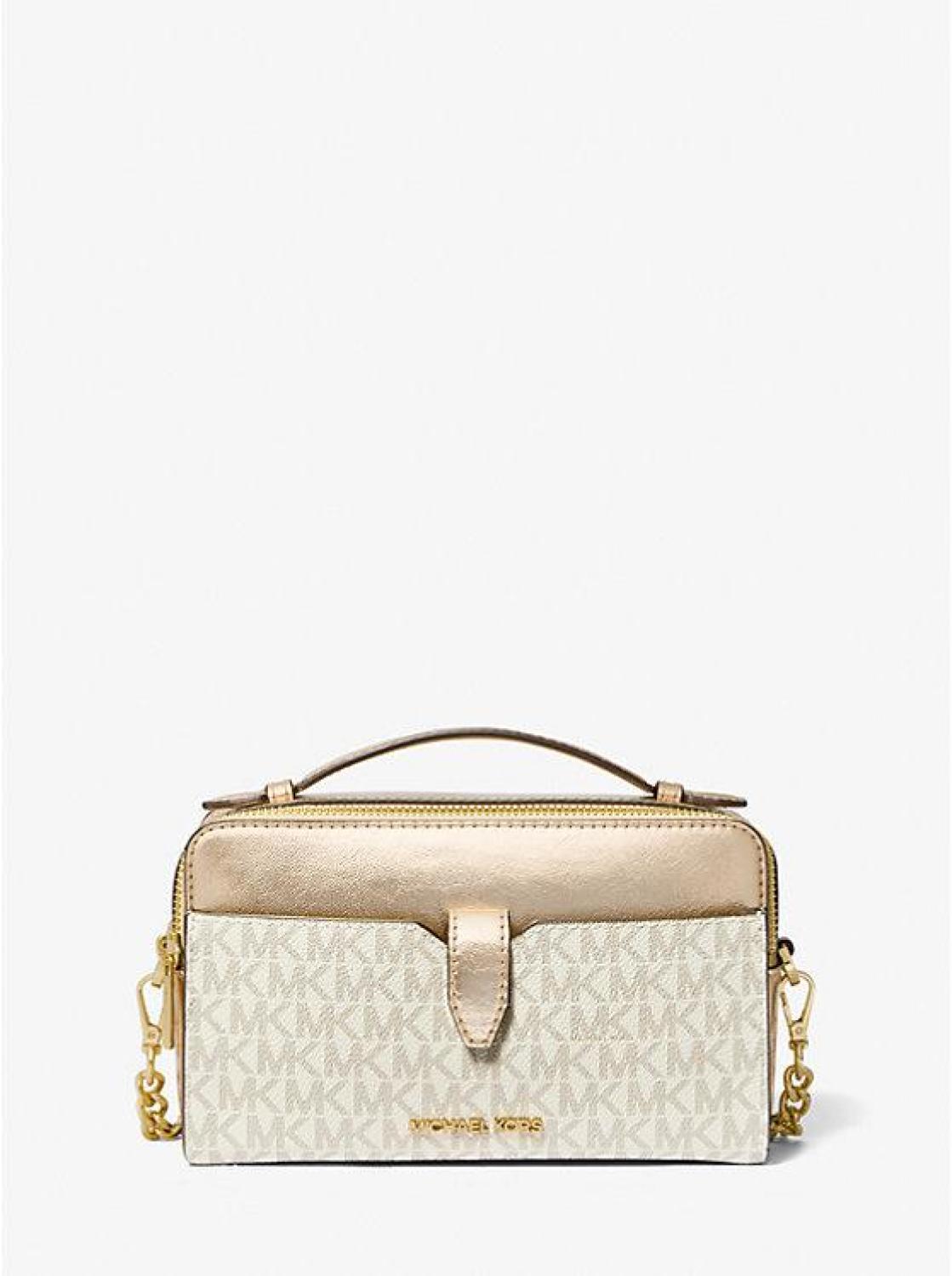 Jet Set Medium Signature Logo and Patent Double-Zip Crossbody Bag