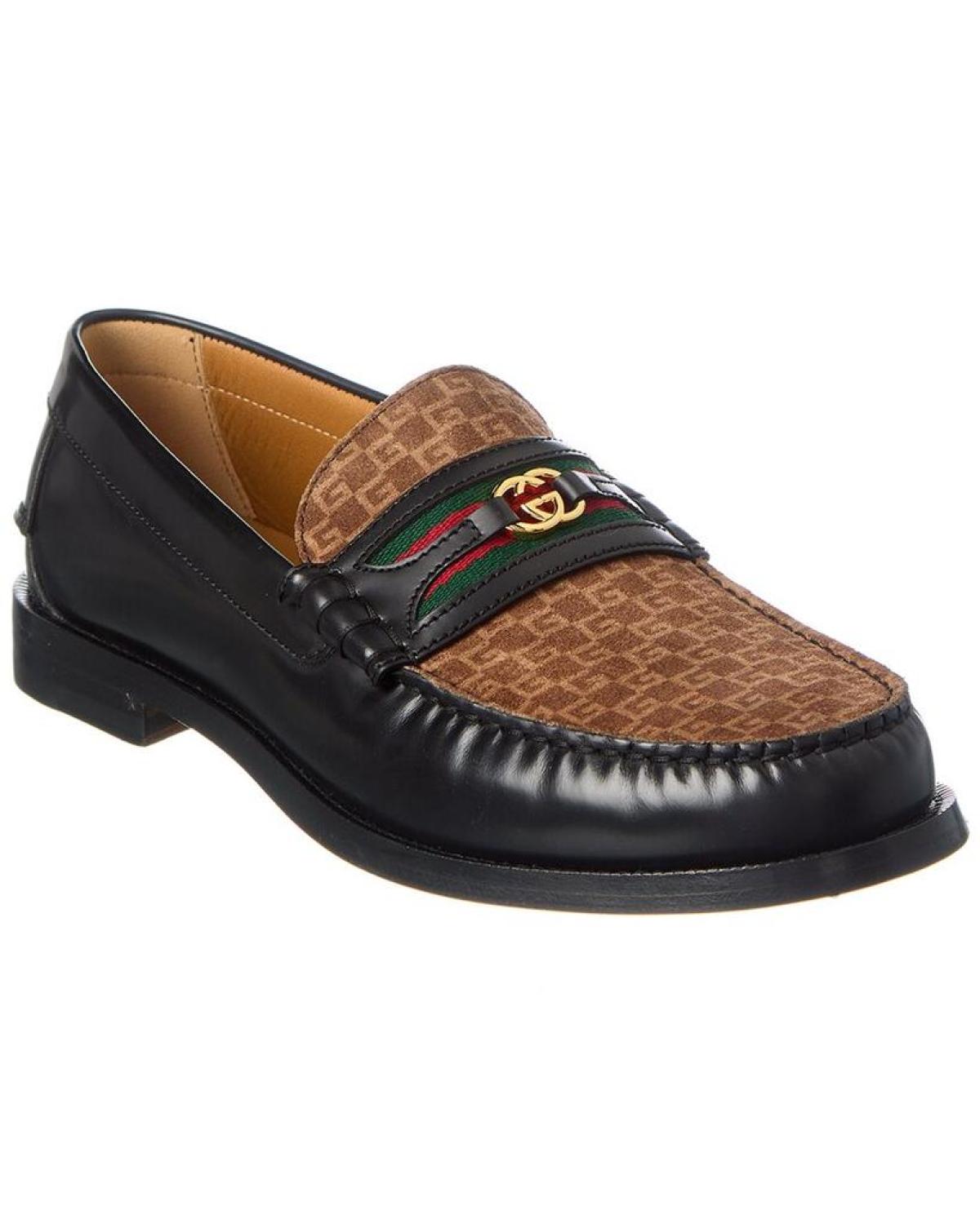 Gucci Interlocking G Suede & Leather Loafer