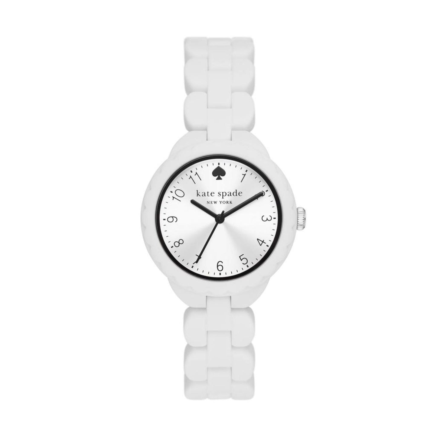 kate spade new york women's morningside three-hand, white silicone watch