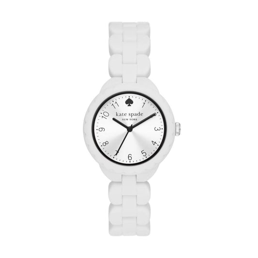 kate spade new york women's morningside three-hand, white silicone watch