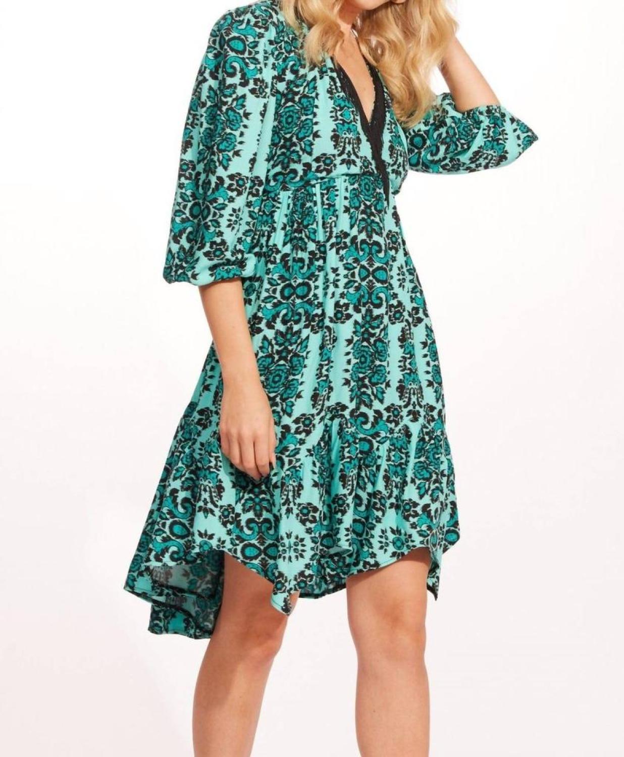 Melanie Dress In Mandala Teal