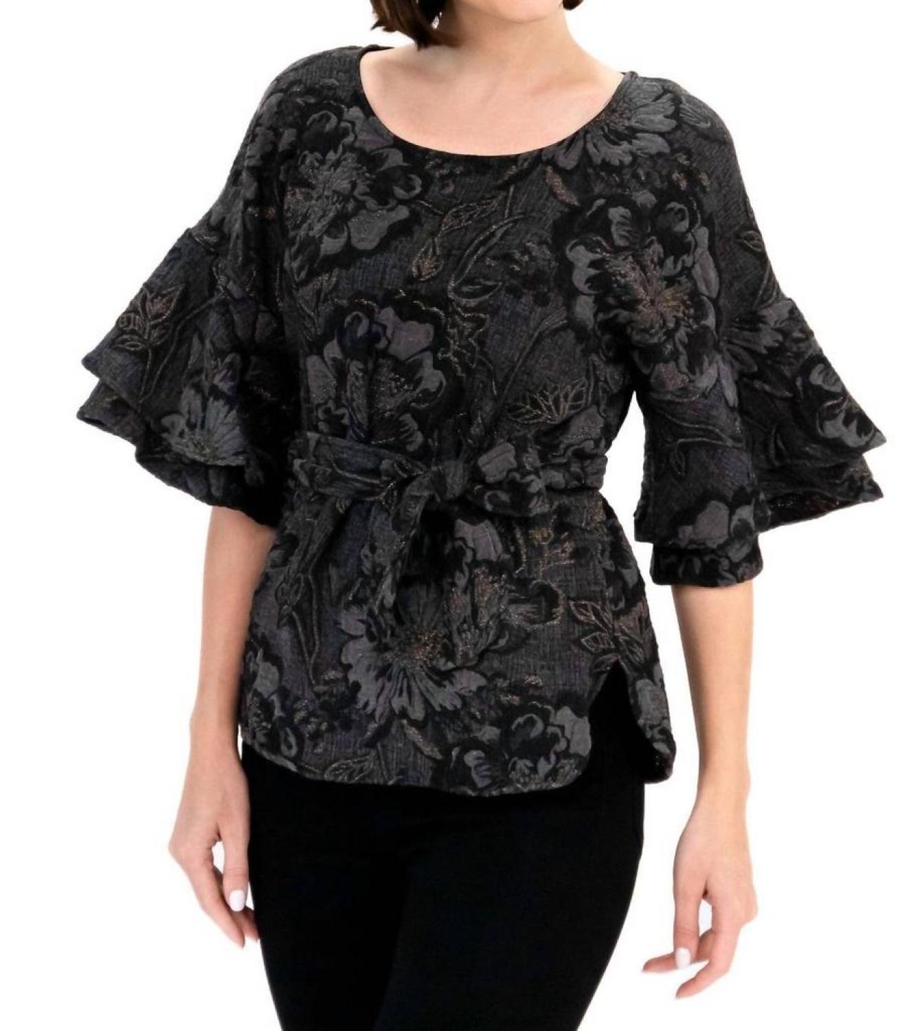 Laszlo Top In Black Floral