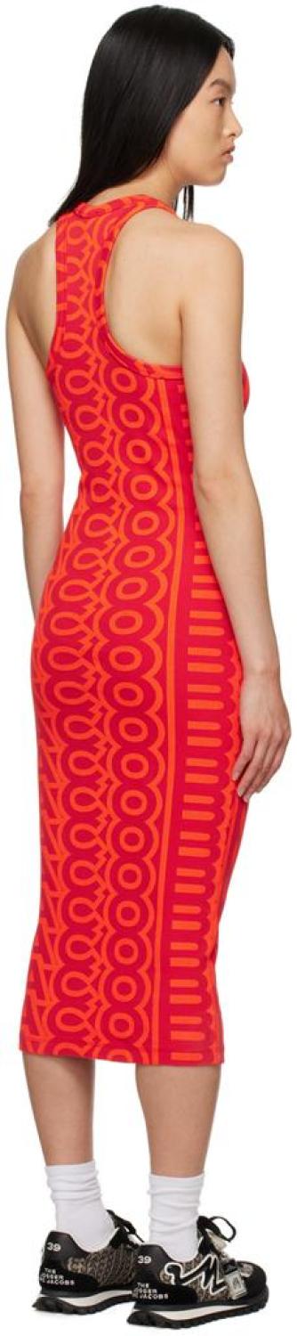 Red 'The Monogram Racer Rib Dress' Midi Dress