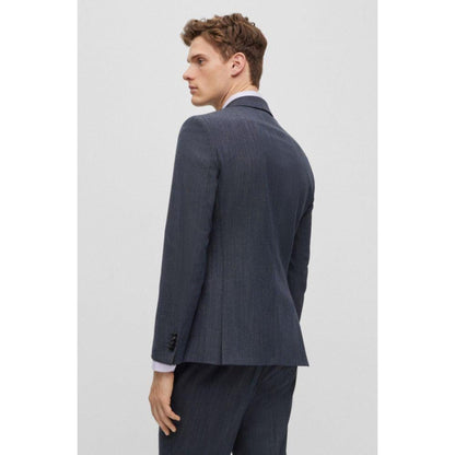 Slim-fit suit in a micro-patterned wool blend