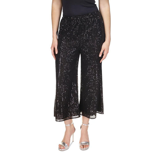 Women's Sequin Cropped Wide-Leg Pants, Regular & Petite