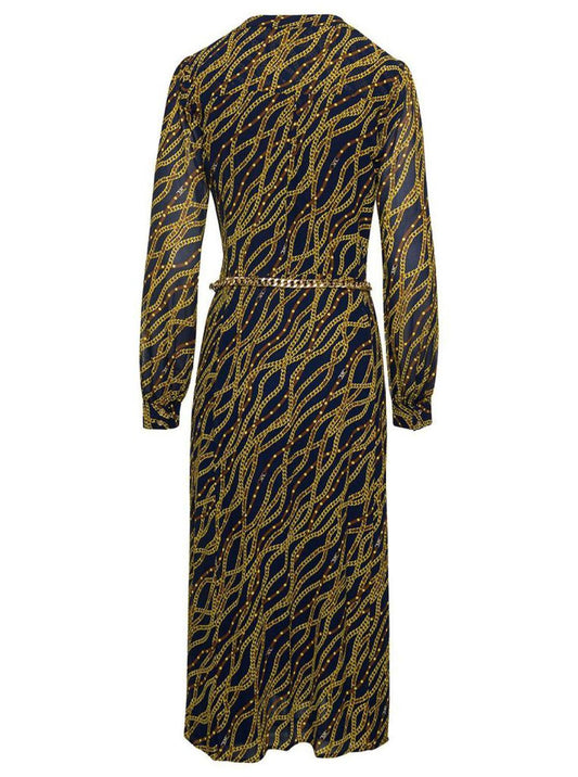 Michael Michael Kors V-Neck Belted Midi Dress