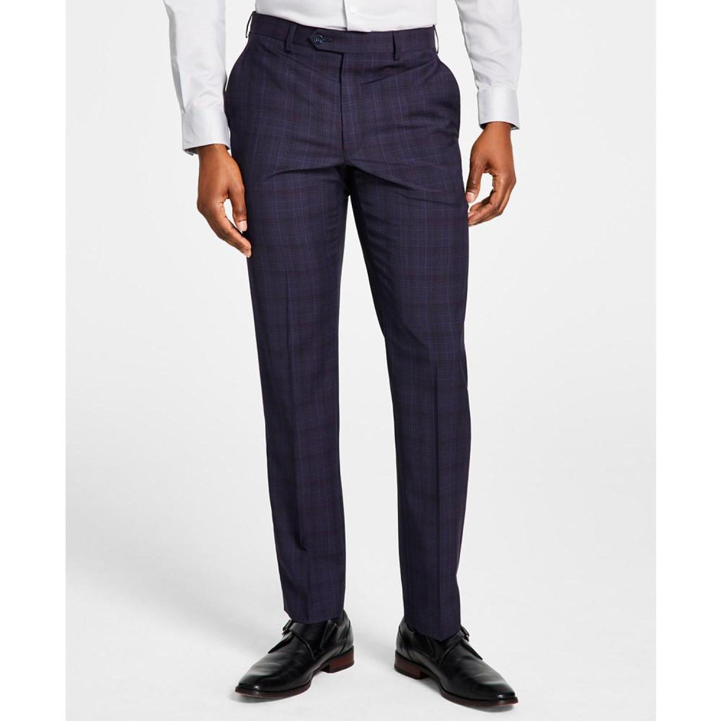 Men's Classic Fit Wool-Blend Plaid Suit Pants