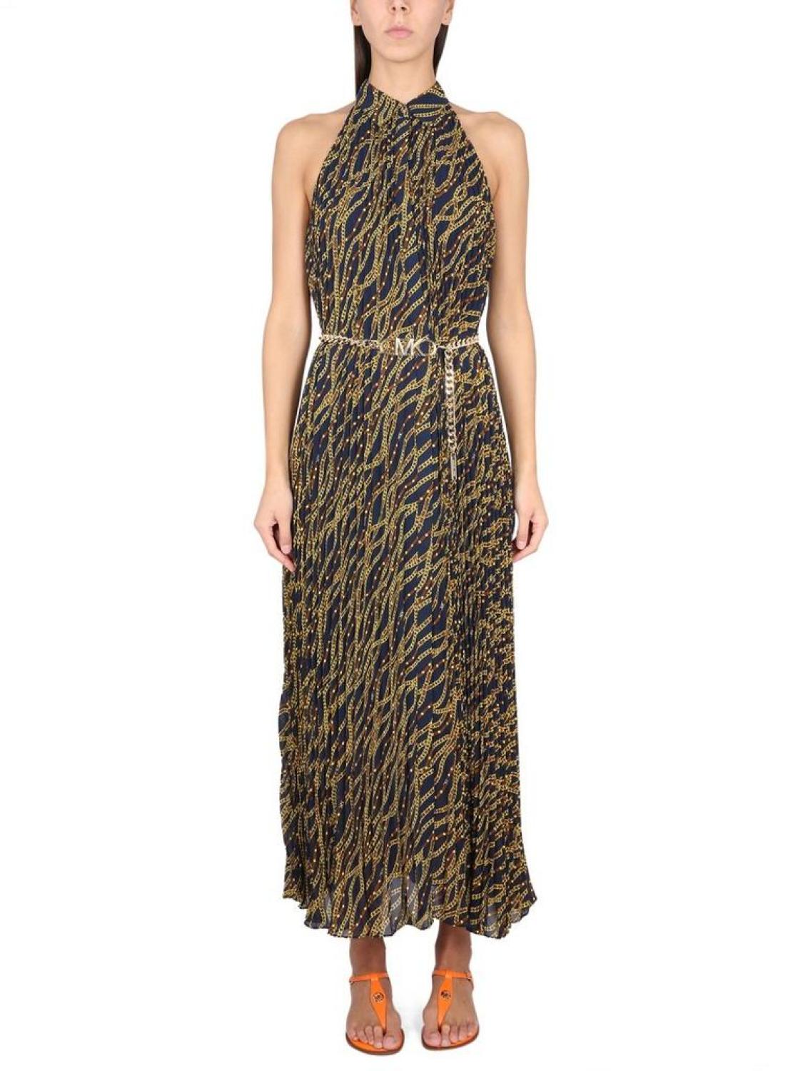 Michael Michael Kors Belted Sleeveless Maxi Dress