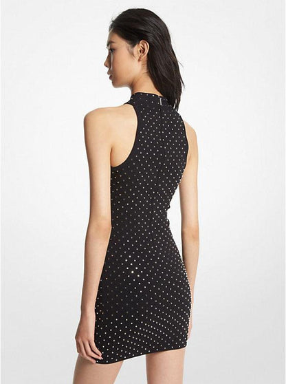 Studded Stretch Knit Halter Dress