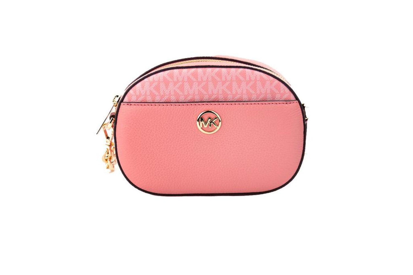 Michael Kors Jet Set Glam Tea Rose Leather Oval Crossbody Handbag Women's Purse