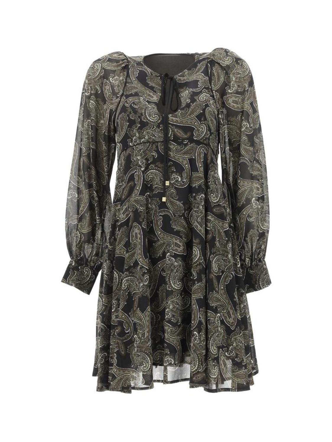 Michael Michael Kors Paisley Printed Long-Sleeved Dress