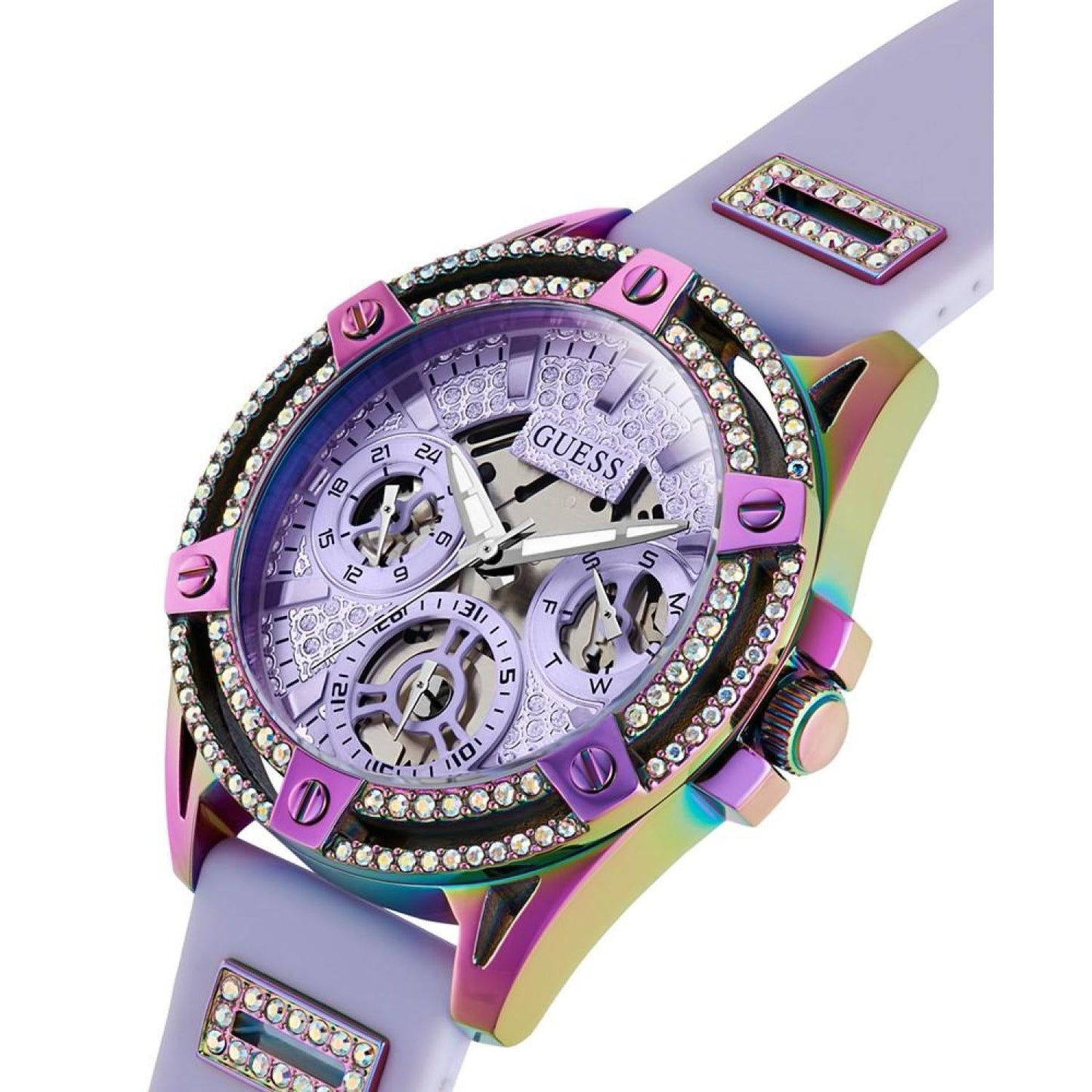 Women's Purple Glitz Silicone Multi-Function Strap Watch, 40mm