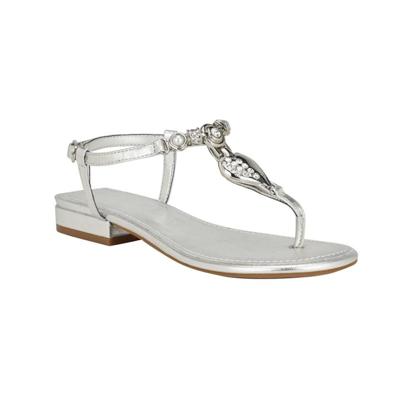 Women's Jiarella Flat T Strap Hardware Accent Sandals