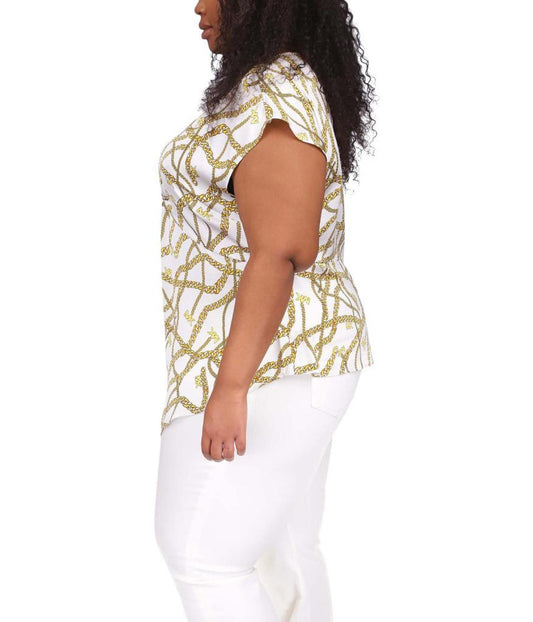 Plus Size Logo Chain Short Sleeve Ring Top