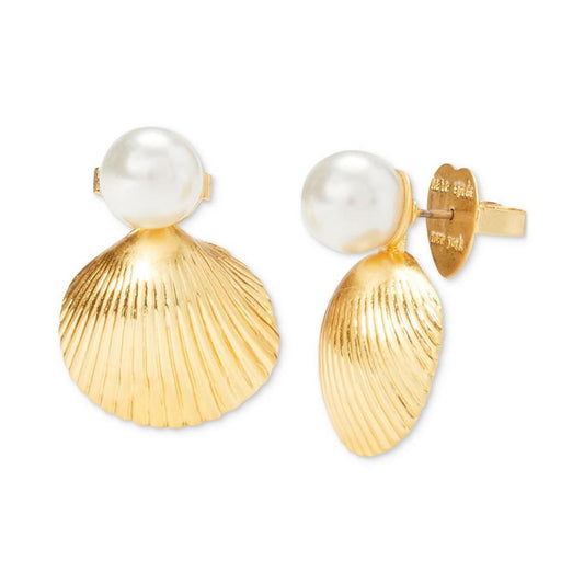 Gold-Tone Reef Treasure Imitation Pearl & Shell Stud Earrings