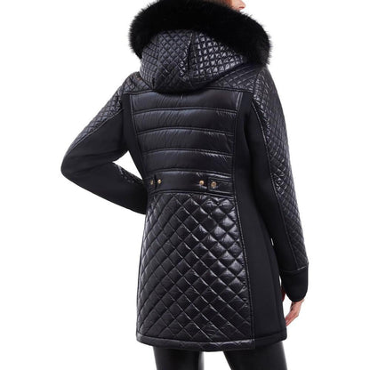 Women's Faux-Fur-Trim Hooded Quilted Coat