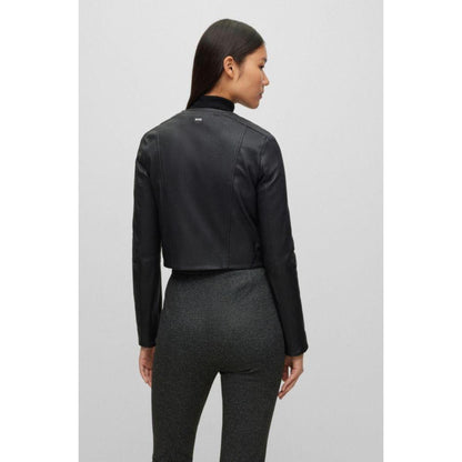 Collarless slim-fit jacket in rich leather