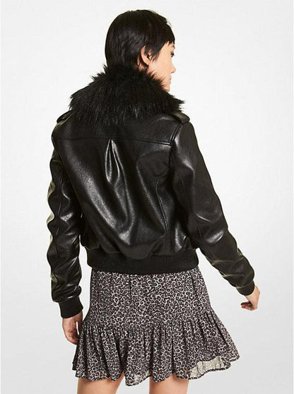 Faux Leather Flight Jacket