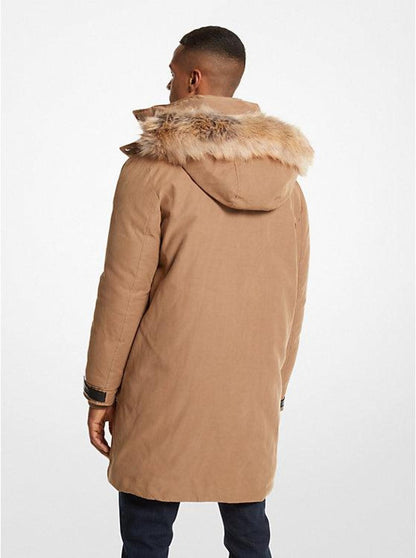 Faux Fur Trim Woven Parka