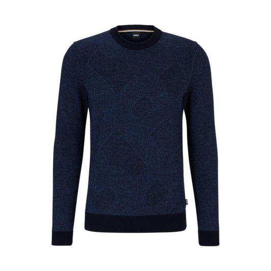 Virgin-wool sweater with two-tone monogram jacquard