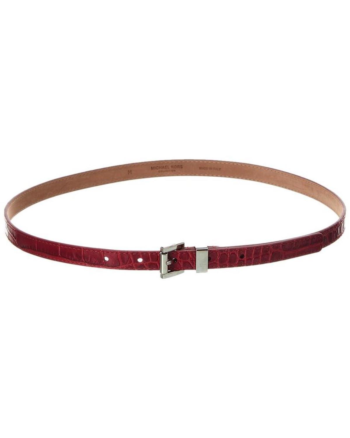 Michael Kors Collections Croc-Embossed Leather Waist Belt