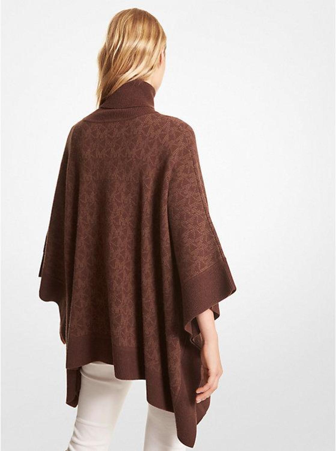 Logo Jacquard Turtleneck Poncho