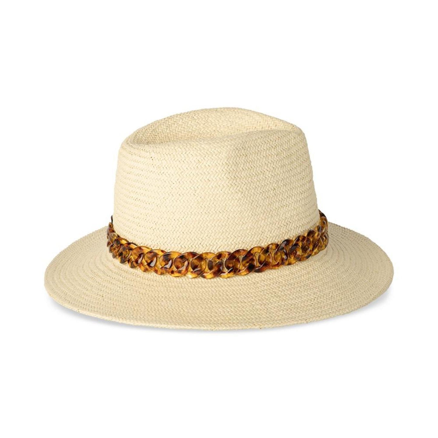 Women's Straw Chain-Detail Fedora