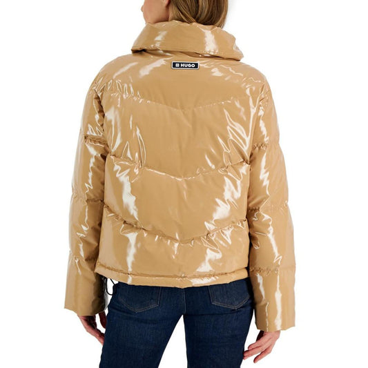 Women's Convertible-Collar Glossy Puffer Jacket